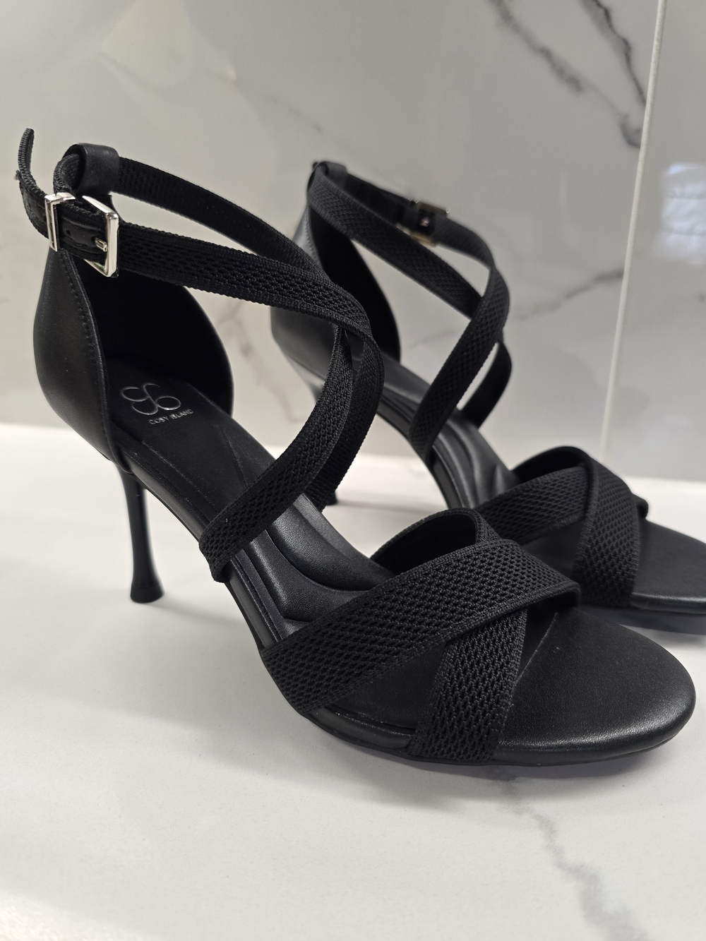 Cozy Island Comfy Women's Black Strappy High-Heel Sandals